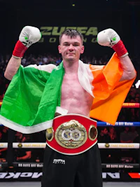 a boxer with an irish flag on his belt